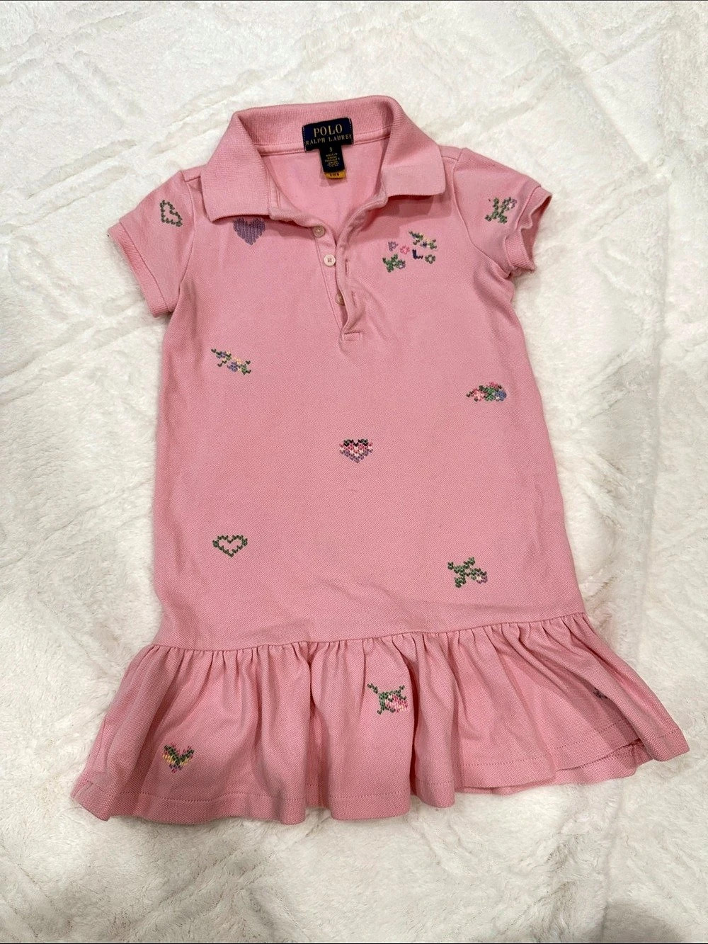 Ralph Lauren Embroidered Polo Dress in Pink Like New
